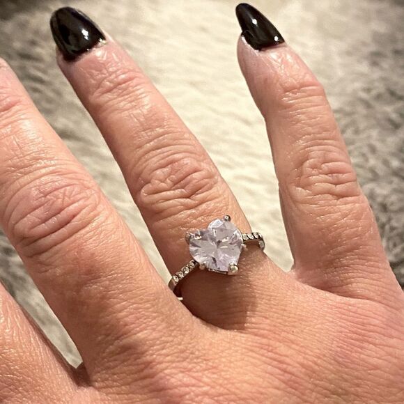 The Best seller!Delicate 925 Silver & CZ  Heart Ring sz 6 - Picture 3 of 15